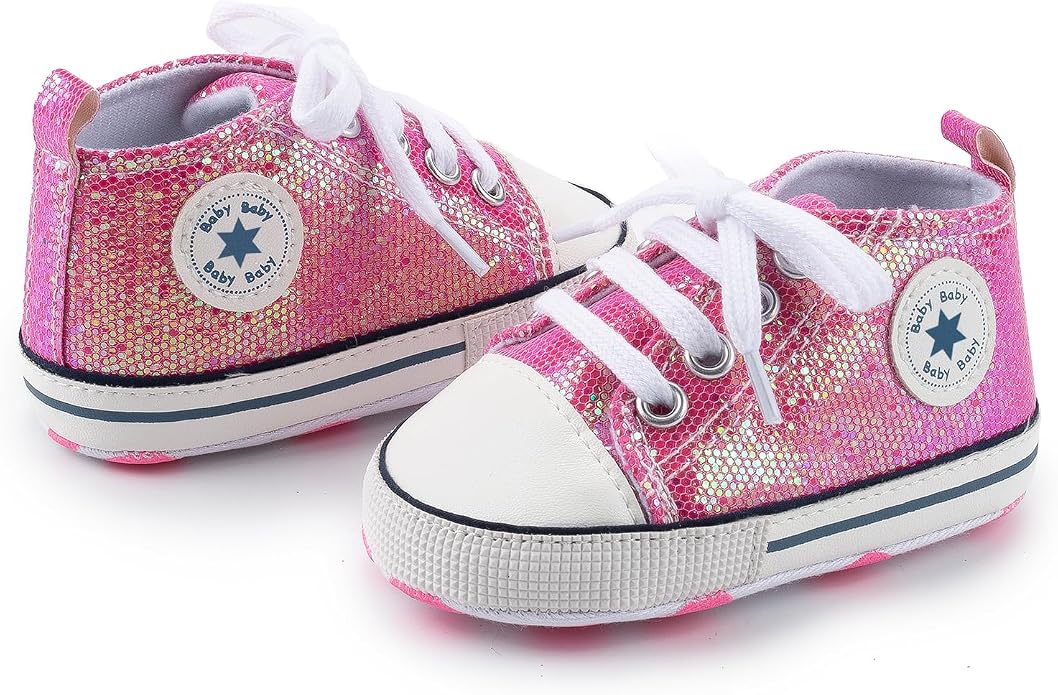 Meckior Baby Girls Boys Canvas Sneakers Soft Sole High-Top Ankle Infant First - Image 5