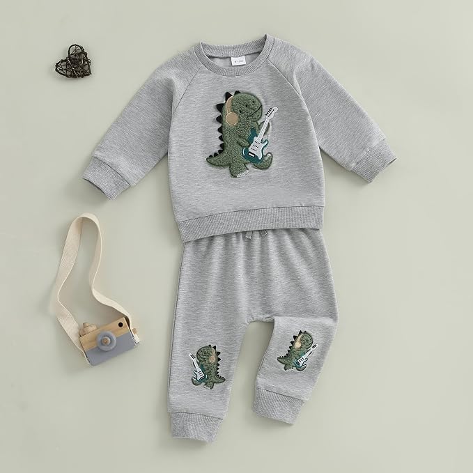 Nyapruwe Toddler Baby Boy Fall Outfit Funny Print Long Sleeve Sweatshirt - Image 2