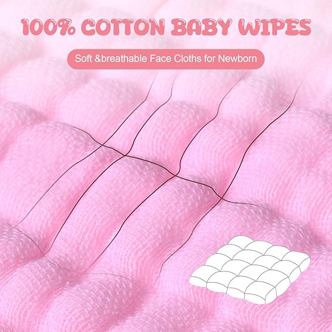 Breling 20 Pcs Baby Muslin Washcloth 12 x 12 Inch 100% Cotton Soft and - Image 3
