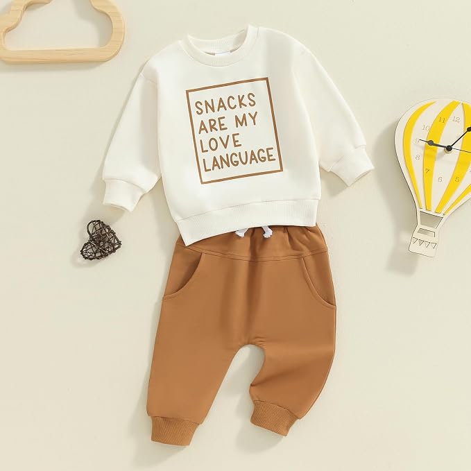 Toddler Baby Boy Fall Winter Outfit Long Sleeve Letter Print Sweatshirts and - Image 2