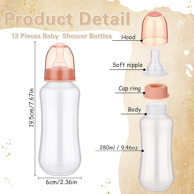 TrelaCo Cool Baby Shower Games Sets 12 Pcs Feeding Bottles - Image 3