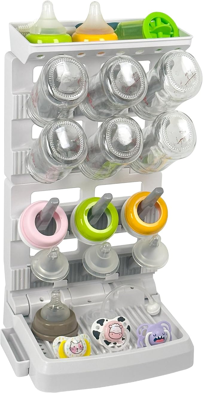 Baby Bottle Drying Rack for 12 Bottles, Space Saving Countertop Vertical - Image 9