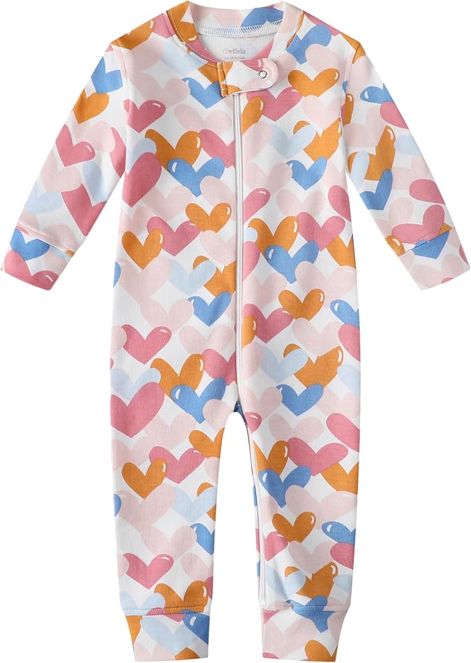 Owlivia Organic Cotton Baby Boy Girl Zip up Sleep 'N Play Pjs, Long Sleeve - Image 2