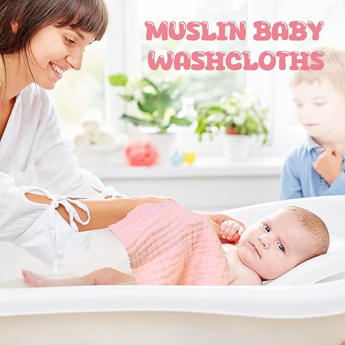 Breling 20 Pcs Baby Muslin Washcloth 12 x 12 Inch 100% Cotton Soft and - Image 5