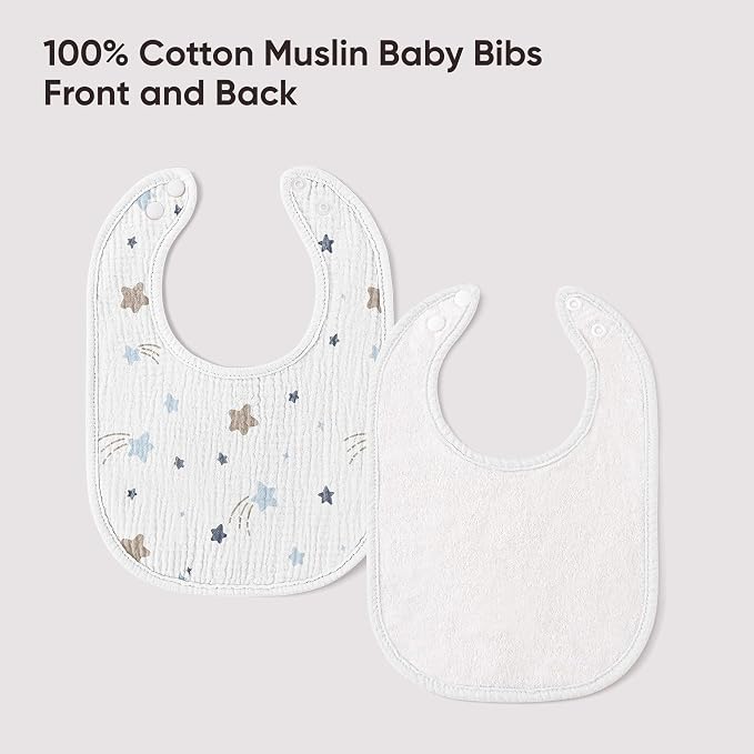 100% Cotton Muslin Baby Bibs 10-Pack Baby Drool Bibs - Image 6