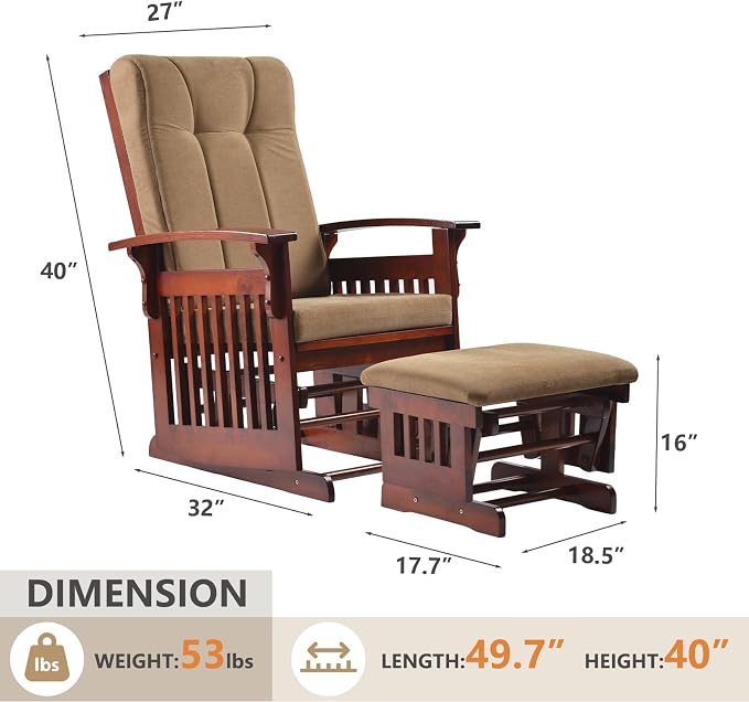 Solid Wood Rocking Glider Chair - Image 3