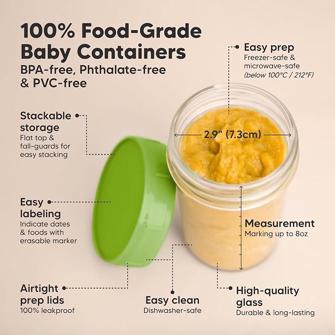 KeaBabies 4pk 8oz Glass Baby Food Containers - Image 2