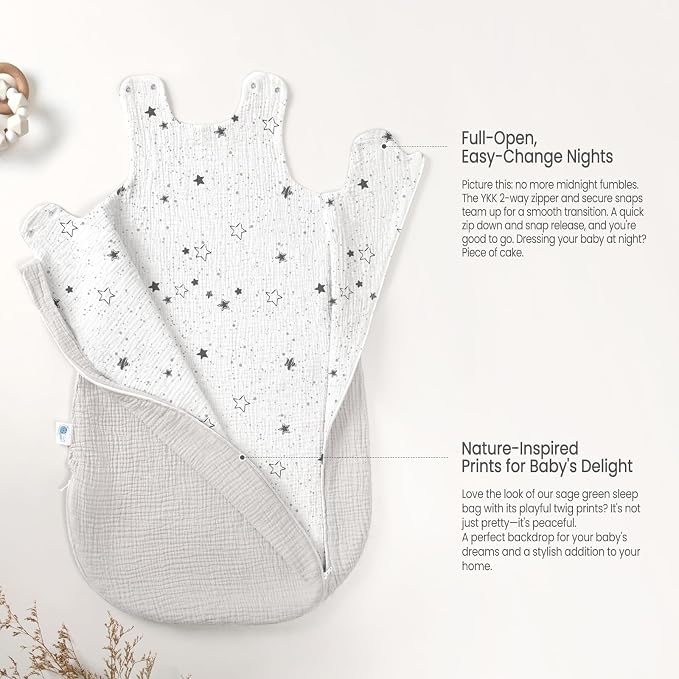 lulumoon Sleep Sack Muslin for Baby: Cotton Wearable Blanket for 3-9 Months - Image 5