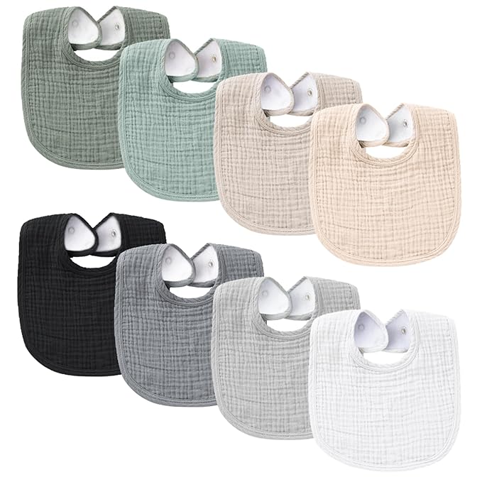 Konssy Muslin Baby Bibs 8 Pack Baby Bandana Drool Bibs Cotton by Konssy