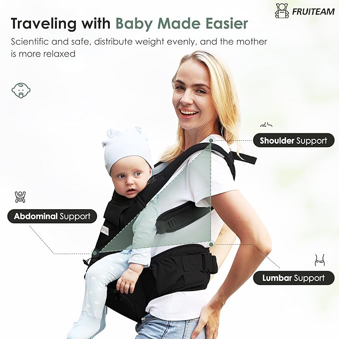 FRUITEAM Baby Carrier Newborn to Toddler, Safety-Certified Waist Stool - Image 4