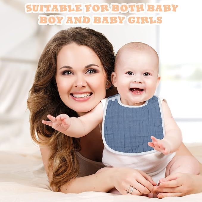 Loopeer 10 Pcs Snap Muslin Bibs soft Baby Bibs - Image 6