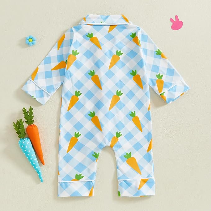 Balaflyie Baby Girl Button Down Pajamas Romper One-Piece Jumpsuit Long Sleeve - Image 2