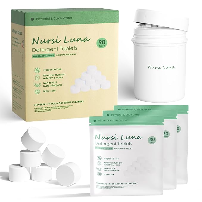 Detergent Tablets for All Brands Baby Bottle Washers, Fast-Dissolving, by NursiLuna