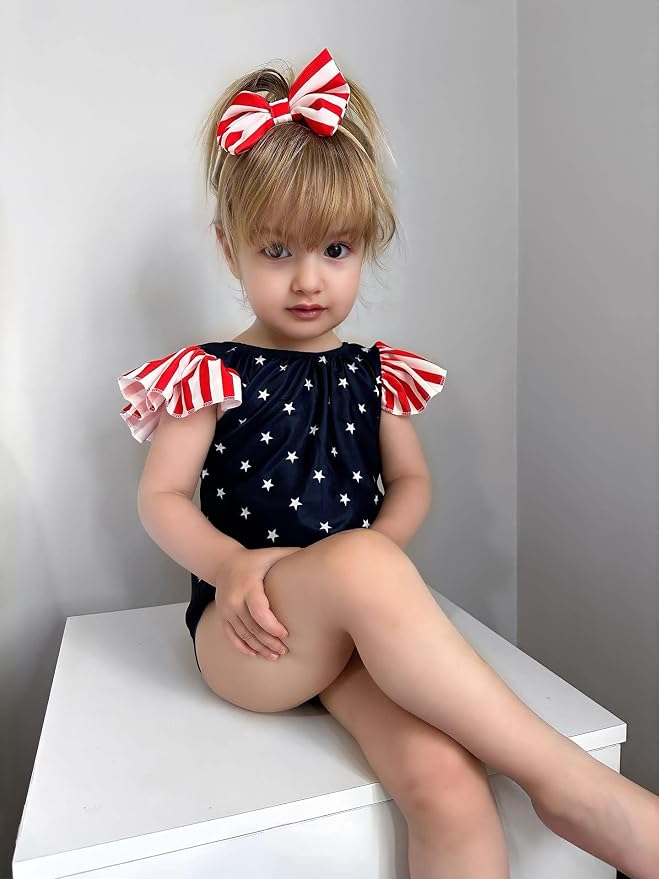 Toddler Girl Baby Ruffles Mermaid Fish Scale Swimsuit One Piece Swimwear - Image 2