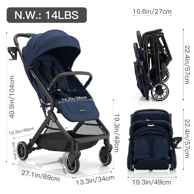 Compact Fold Baby Stroller, Lightweight Travel Toddler Stroller - Image 5