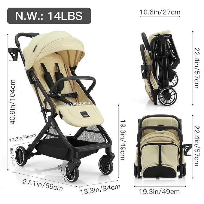 Compact Fold Baby Stroller, Lightweight Travel Toddler Stroller - Image 5