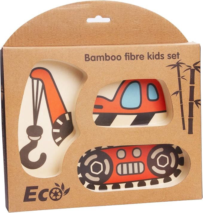 Kid Plate Set Bamboo Toddler Plates Dinnerware Dinner Dish Set Baby Feeding - Image 2