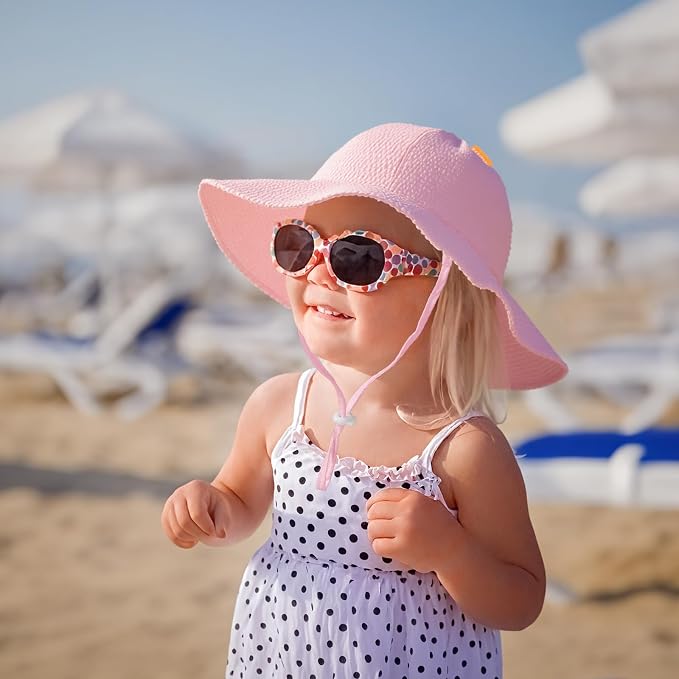HONGTEYA Baby Sun Hat Toddler Girl Beach Hat Adjustable Outdoor Summer Hat UPF - Image 7