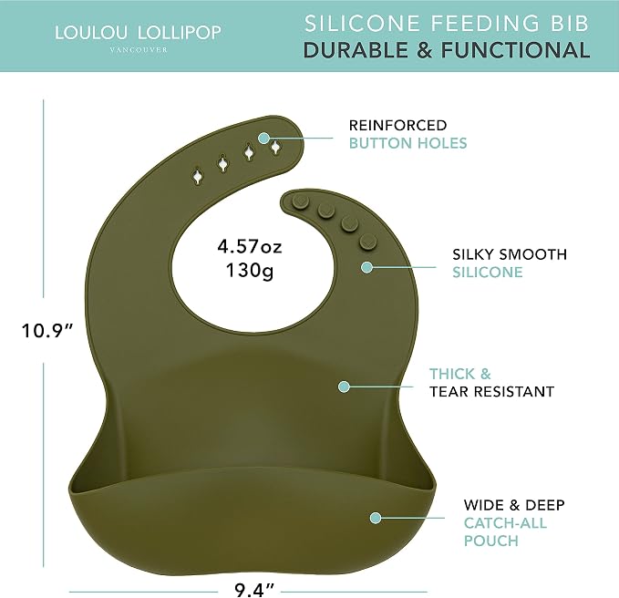 Loulou Lollipop Soft, Waterproof Silicone Feeding Bib - Image 2