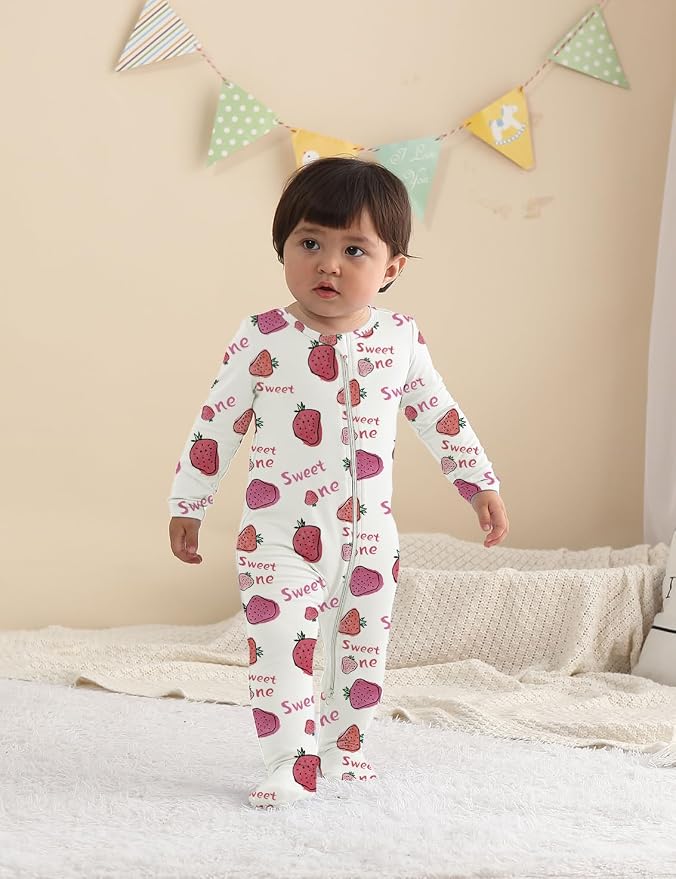 Jimonda Baby Girls Boys Footed Pajamas, Rayon From Bamboo, 2 Way Zipper Long - Image 4