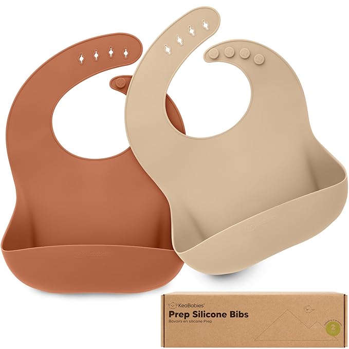 KeaBabies 2-Pack Silicone Baby Bibs by KeaBabies