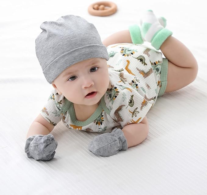 Baby Hat and Mittens Set Newborn Baby Hats Caps - Image 4