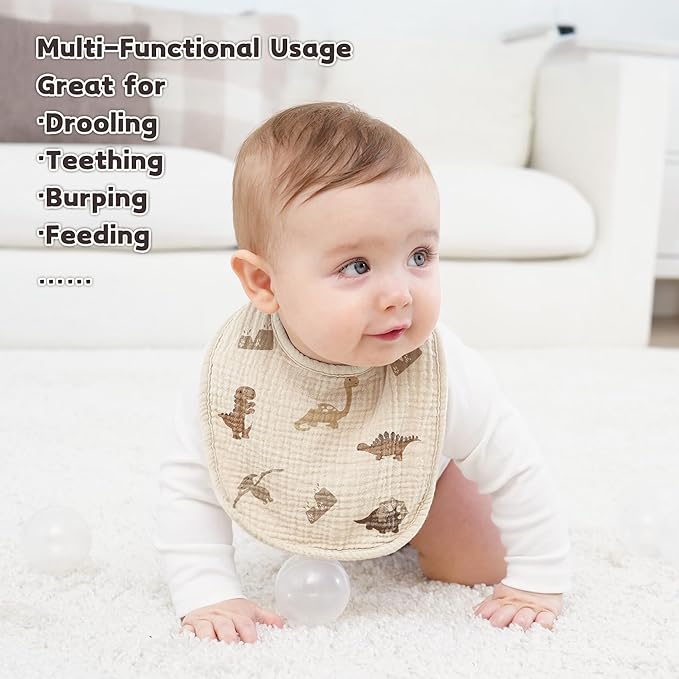 Susurration Muslin Baby Drool Bibs 10Pack Soft Square Adjustable Bandana Bibs - Image 2