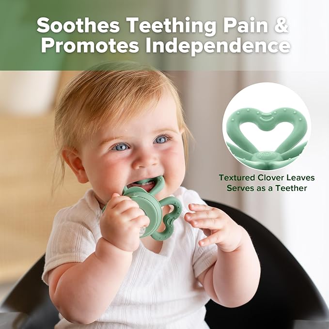 Haakaa Clover Baby Fruit Feeder Teether & Mini Freezer Nibble Tray – BPA-Free - Image 3