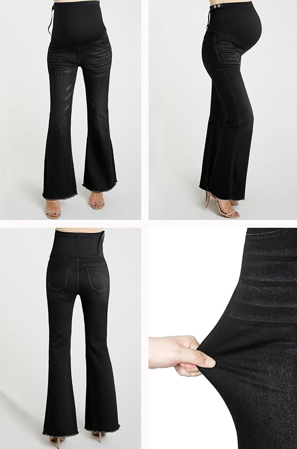 BLENCOT Maternity Jeans for Women Over Belly Pregnancy Pants Comfy Pregnant - Image 2