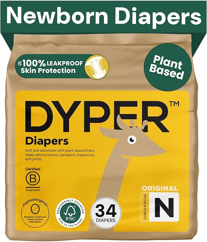 DYPER - Baby Diapers Size 0 - Plant Based Disposable Diapers by DYPER