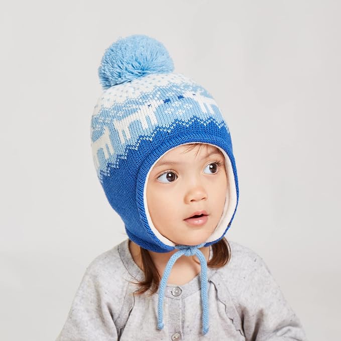 LANGZHEN Toddler Kids Infant Winter Hat, Earflap Knit Warm Cap Fleece Lined - Image 2