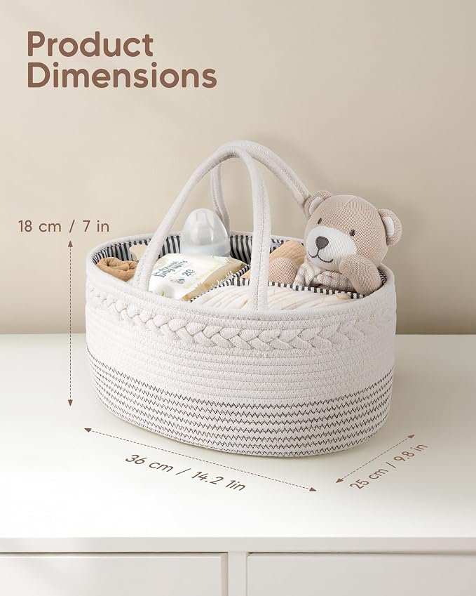 Maliton Baby Diaper Caddy Organizer, Cotton Rope Diaper Caddy Basket, Large - Image 3