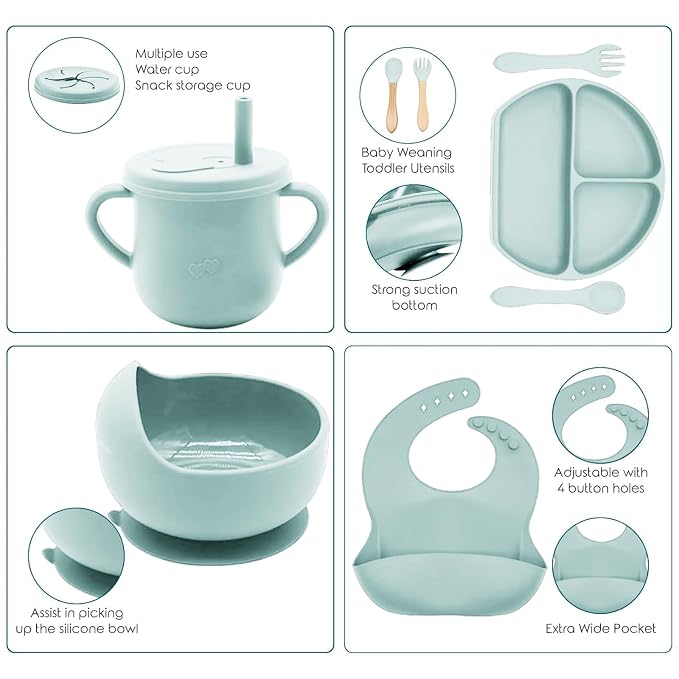 100% Silicone Baby Feeding Set, BPA Free Baby Dishes Set - Image 3