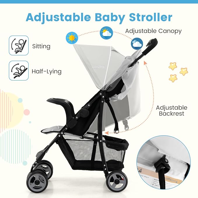 Baby Joy Lightweight Stroller, Compact Toddler Travel Stroller - Image 4