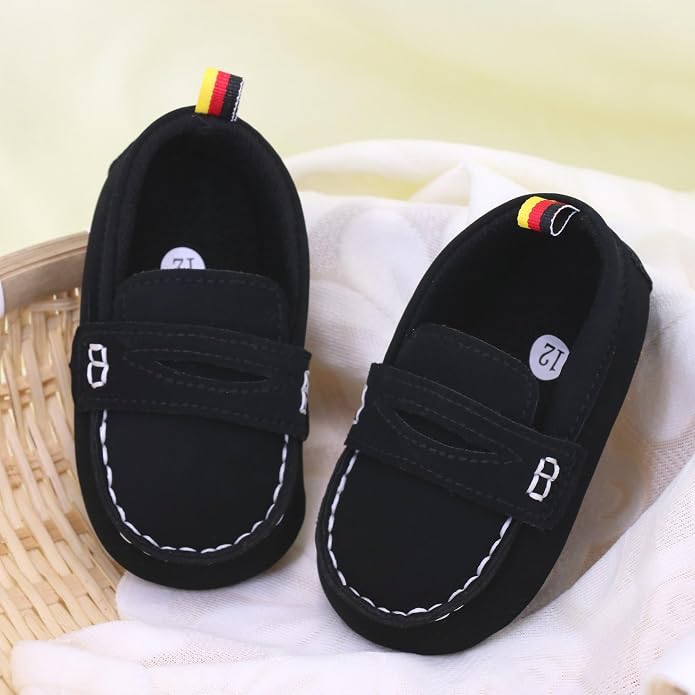 LONSOEN Baby Girls Boys Loafers Prewalker Dress Crib Shoes - Image 3