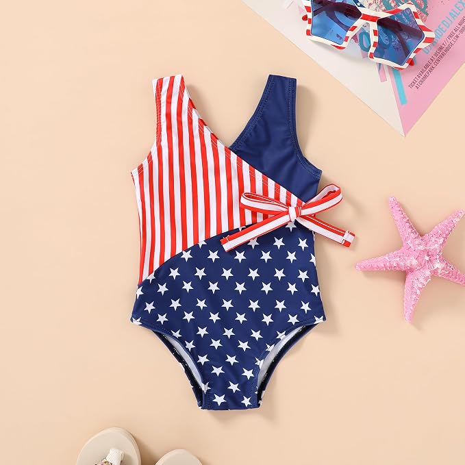 Happy Town Toddler Swimsuit Girl One Piece Bathing Suit Color Block Swimwear - Image 2