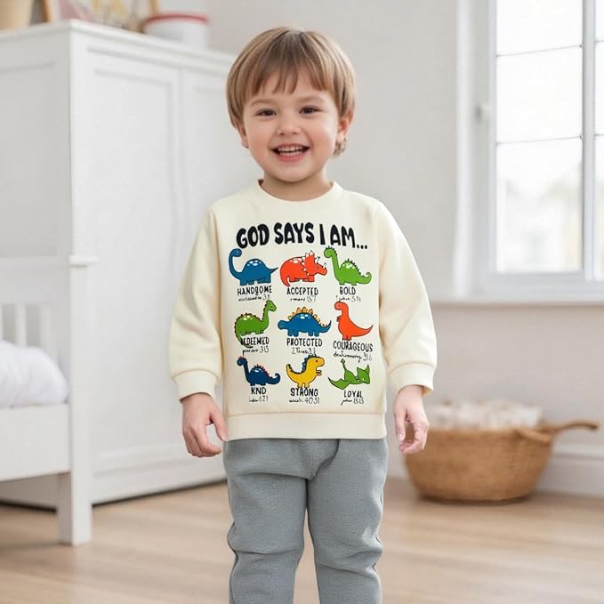Nyapruwe Toddler Baby Boy Fall Outfit Funny Print Long Sleeve Sweatshirt - Image 2