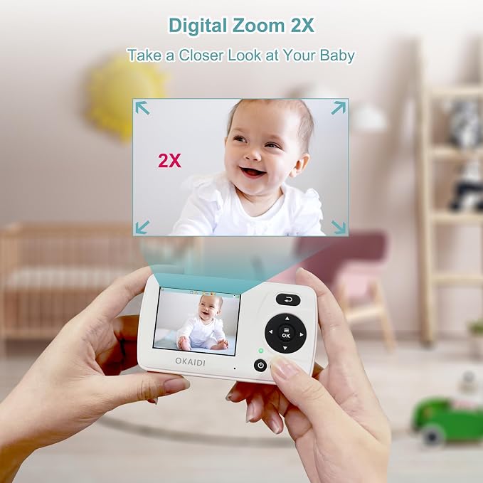 OKAIDI Video Baby Monitor with 2 Cameras, 2.4'' Portable Travel Screen - Image 9