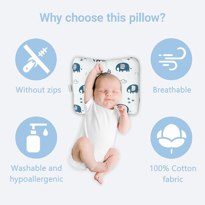 Unisex Soft and Breathable Baby Pillow 100% Organic Cotton Machine Washable - Image 2