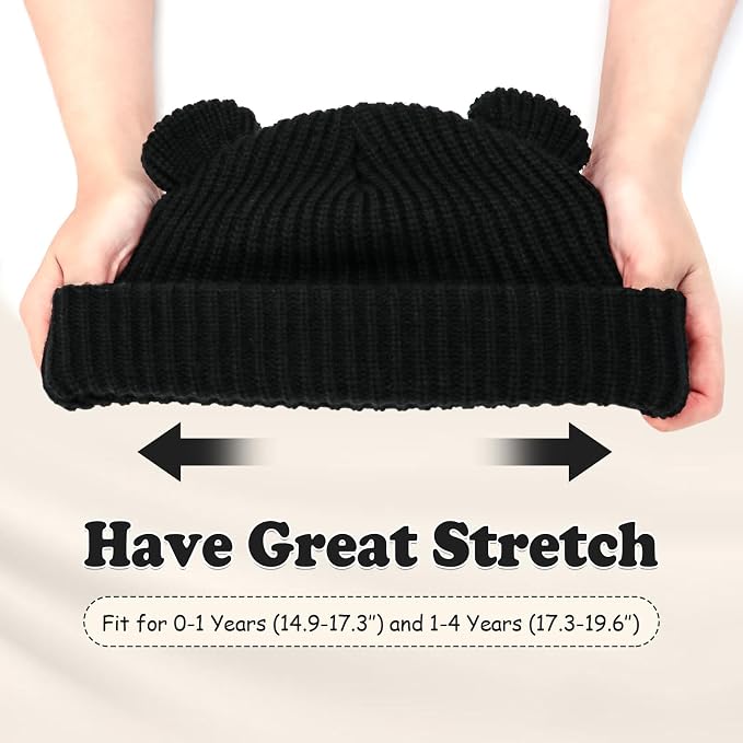 Toddler Boy Winter Hat Baby Knit Beanie Girl Warm Hats Kid Bear Ear Beanies - Image 3