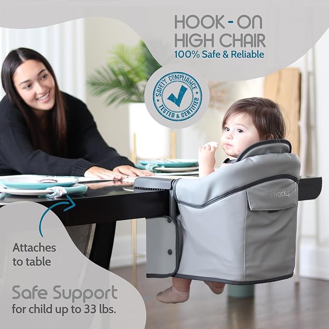 Elegant Faux Leather Hook-On High Chair - Image 2