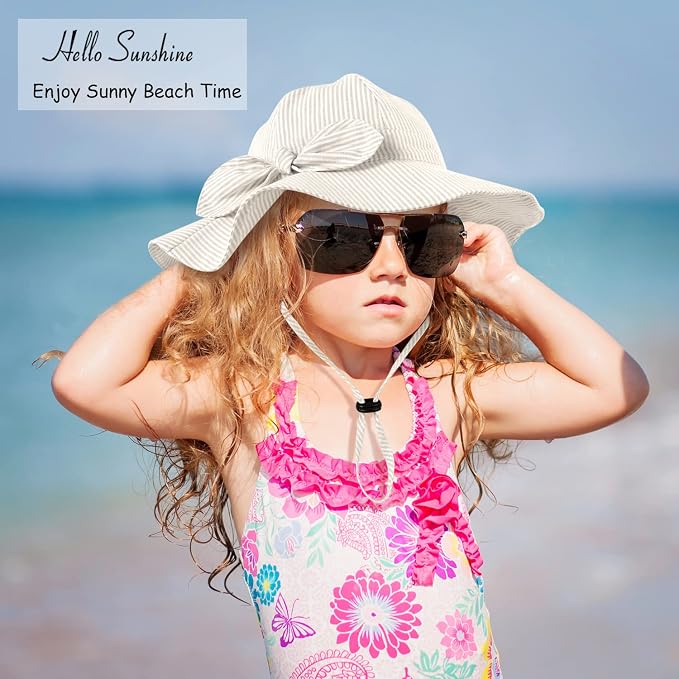 Baby Girl Sun Hat with UPF 50+ Outdoor Adjustable Beach Hat with Wide Brim - Image 7