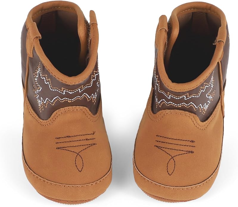 MK MATT KEELY Leather Western Boots Cowboy Bootie Soft Sole Non-Slip Crib Shoes - Image 7