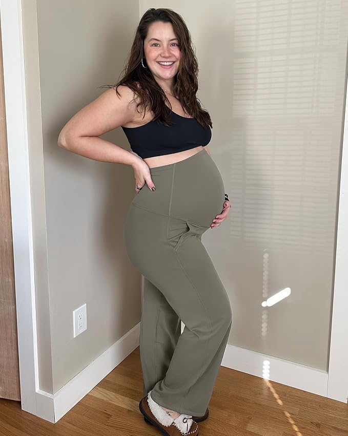 G4Free Maternity Pants Over The Belly Yoga Dress Work Pregnancy Pants Stretchy - Image 5