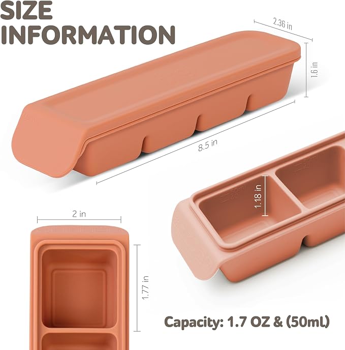 Silicone Freezer Trays with Lid, 1.7oz 4 Section 4 Sets-Leak Proof Silicone - Image 6
