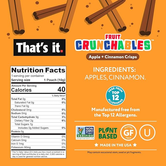 That’s it. Fruit Crunchables Apple + Cinnamon Crisps, Gluten-Free, No Added - Image 2