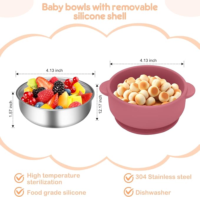 4 Pack Stainless Steel Baby Bowls - Image 4