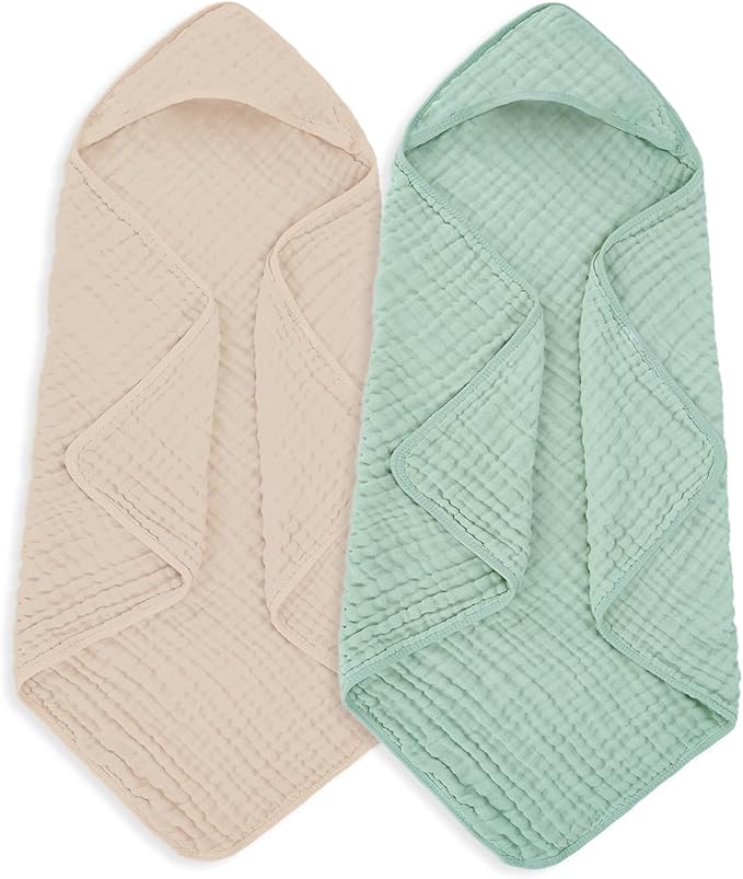 Muslin Hooded Baby Towels 100% Cotton ，Super Soft Muslin Baby Bath Towel by Unknown