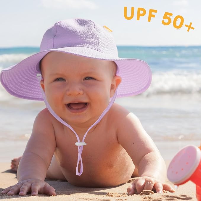 HONGTEYA Baby Sun Hat Toddler Girl Beach Hat Adjustable Outdoor Summer Hat UPF - Image 2