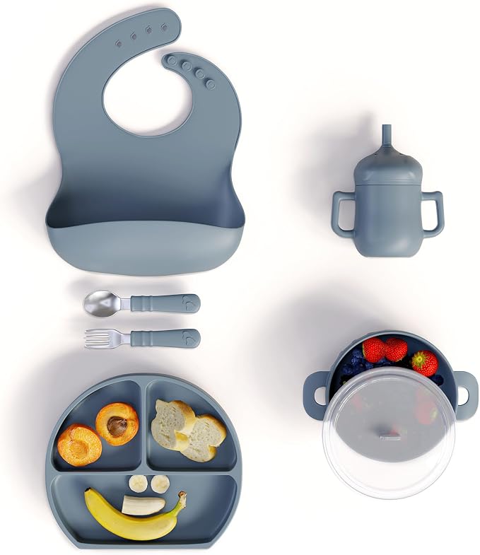 mimi & kiki BPA-Free Silicone Baby Feeding Set, Baby Plates and Bowls Set - Image 9